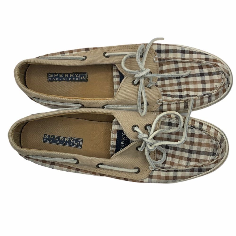 Sperry brown plaid boat shoe size 9.5